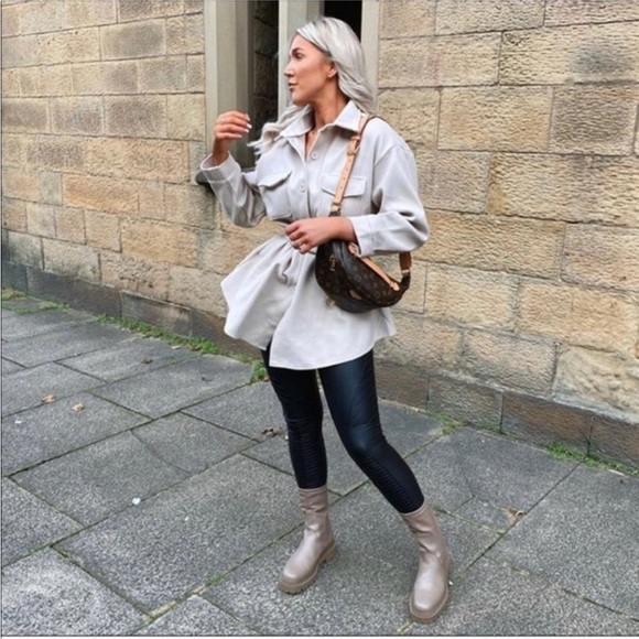 H&M taupe / brown / tan chunky sole ankle / calf /  boots / booties - Picture 2 of 13